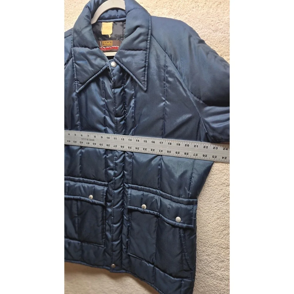 Vintage 70s 80s Holiday Inn Coat Walls Blizzard‎ Pruf Adult L USA Made Dark Blue